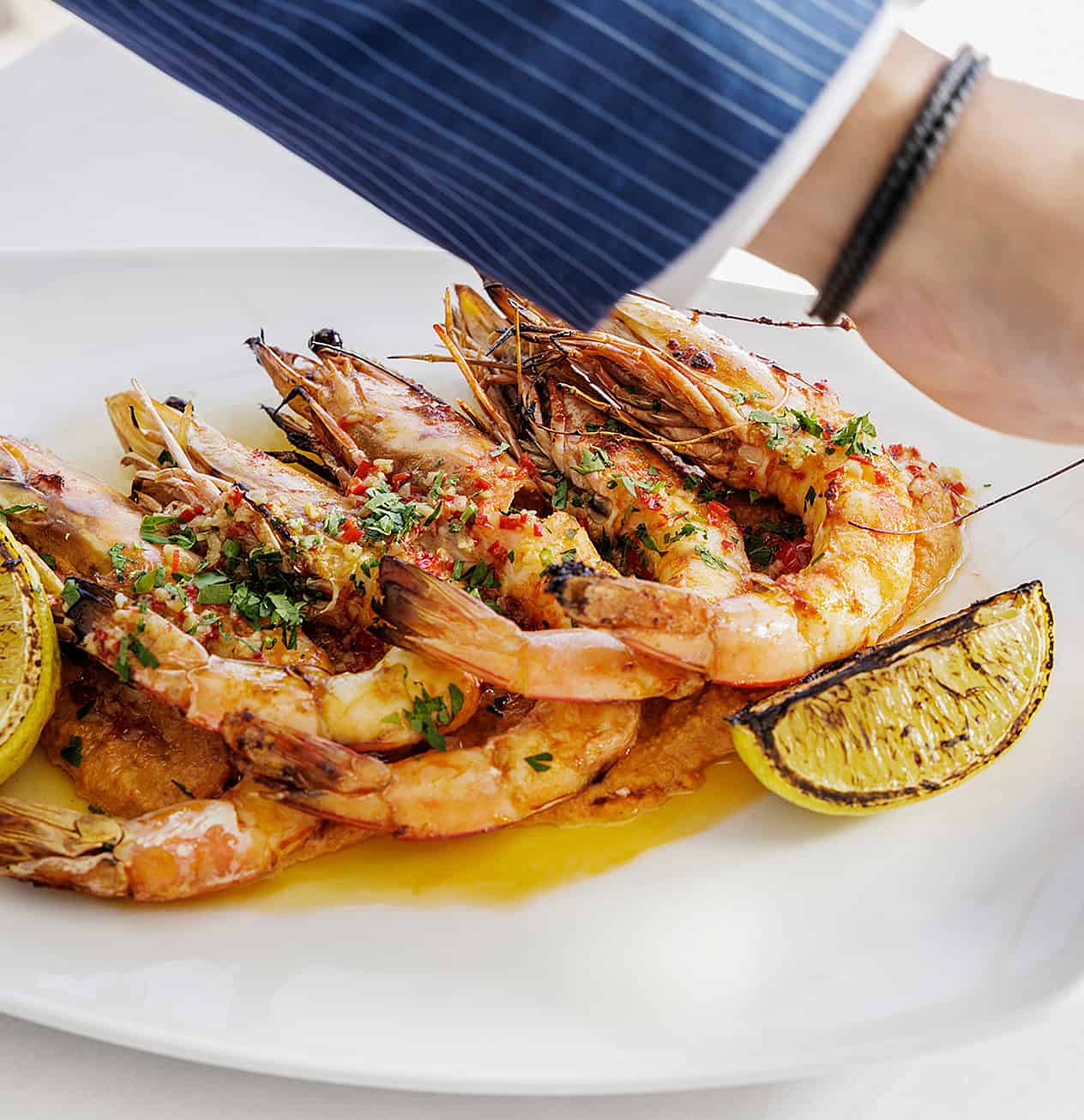 Steersons: Freshly cooked prawns on plate